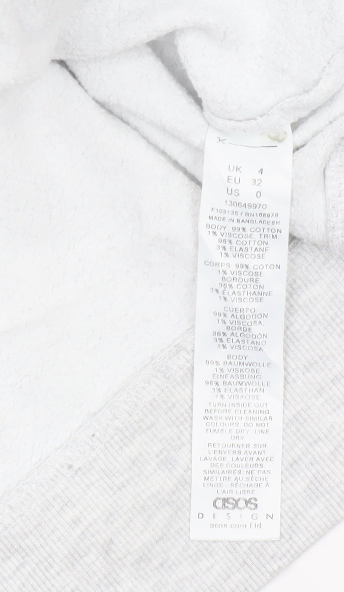 ASOS DESIGN Women’s Grey UK 4 Quarter Zip High Neck Sweatshirt