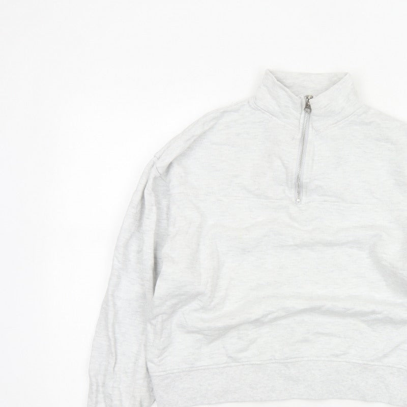 ASOS DESIGN Women’s Grey UK 4 Quarter Zip High Neck Sweatshirt