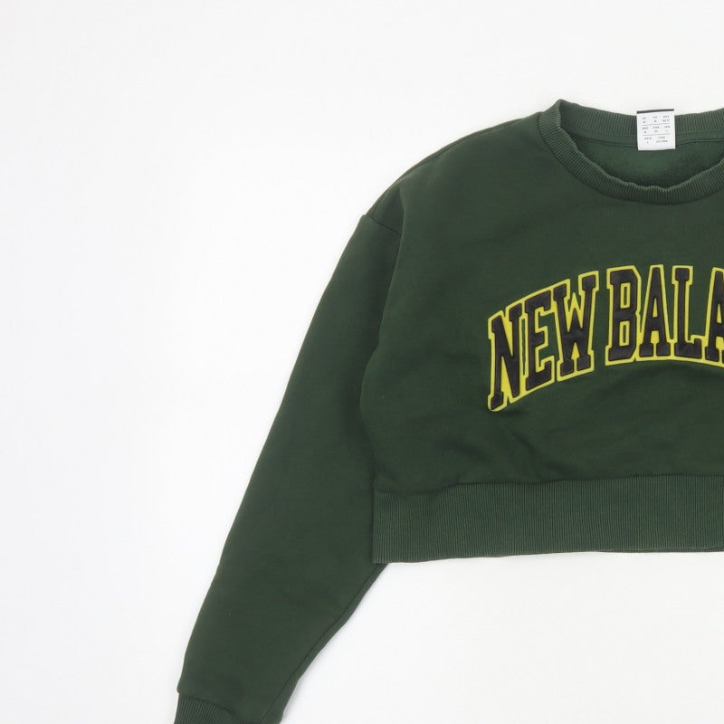 New Balance Women’s Green Logo Crop Pullover Sweatshirt Size M