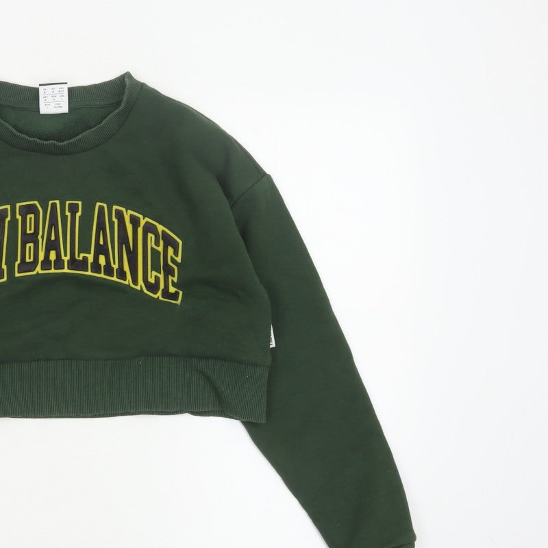 New Balance Women’s Green Logo Crop Pullover Sweatshirt Size M