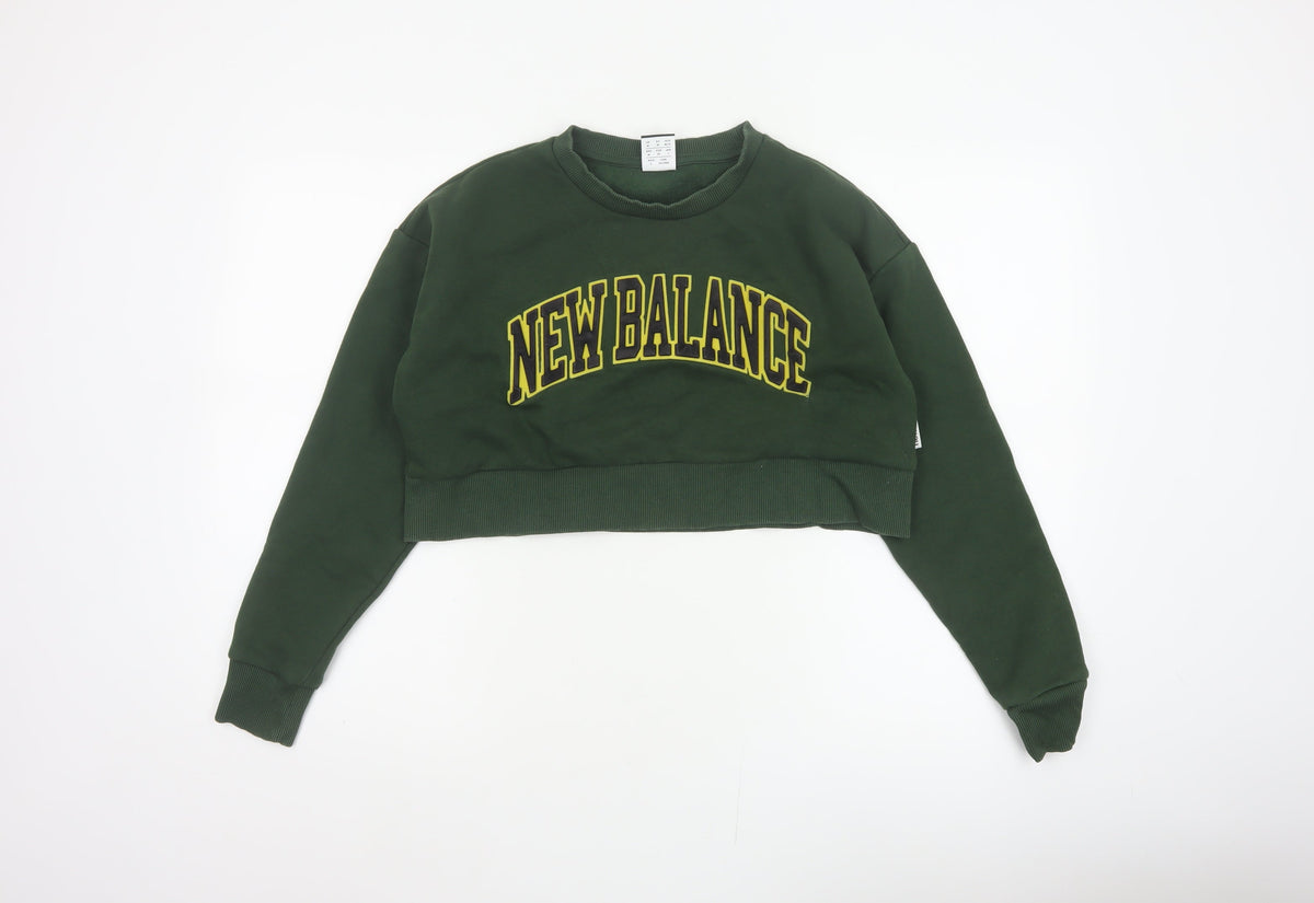New Balance Women’s Green Logo Crop Pullover Sweatshirt Size M