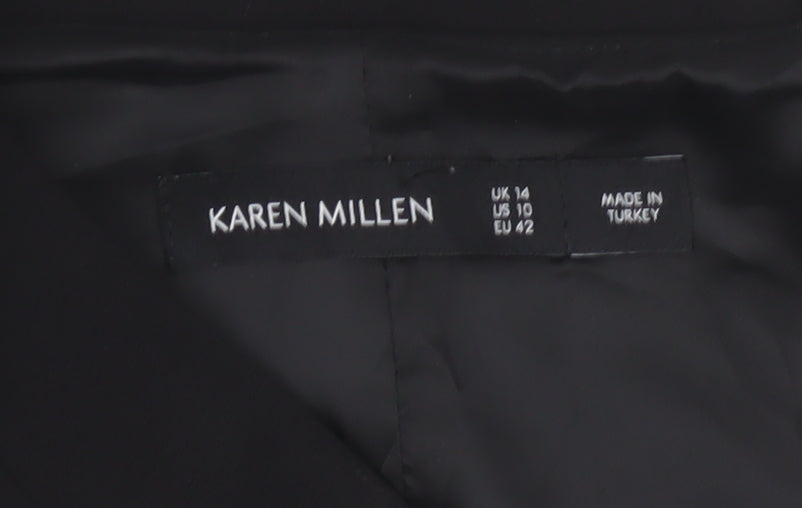 Karen Millen Women Black UK 14 Pencil Knee Length Zip Dress