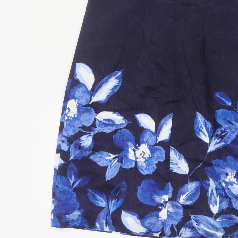 Roman Women’s Blue Floral Sleeveless Sheath Dress UK 10 Party