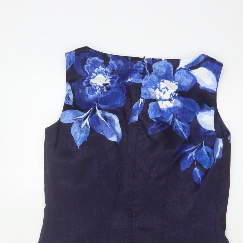 Roman Women’s Blue Floral Sleeveless Sheath Dress UK 10 Party