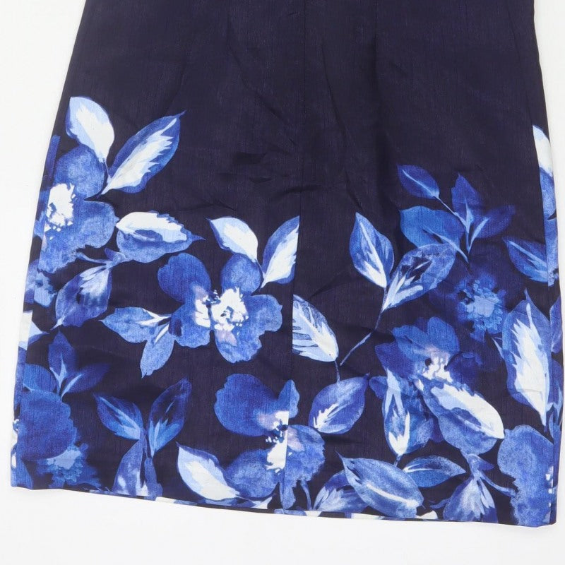 Roman Women’s Blue Floral Sleeveless Sheath Dress UK 10 Party
