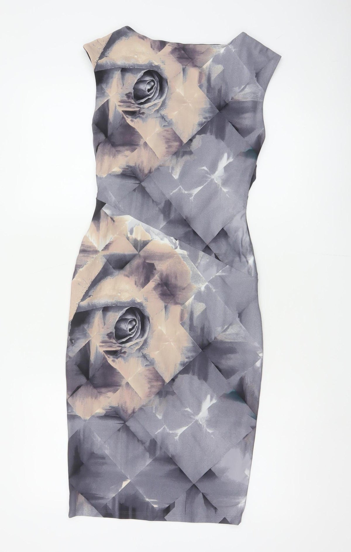 Coast Women Grey Floral Cap Sleeve Pencil Dress UK 6