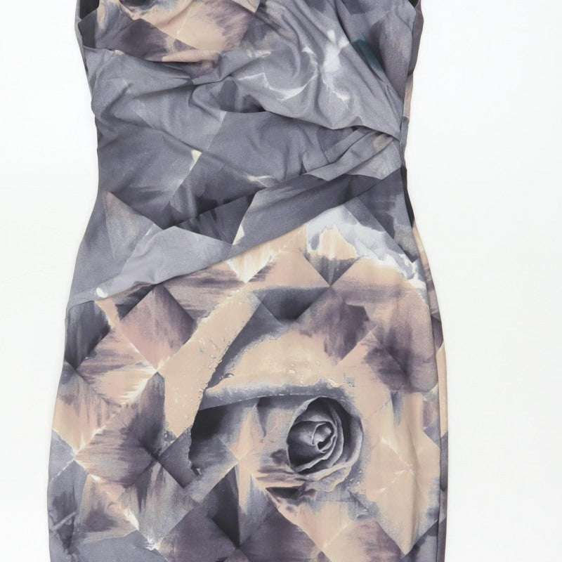 Coast Women Grey Floral Cap Sleeve Pencil Dress UK 6
