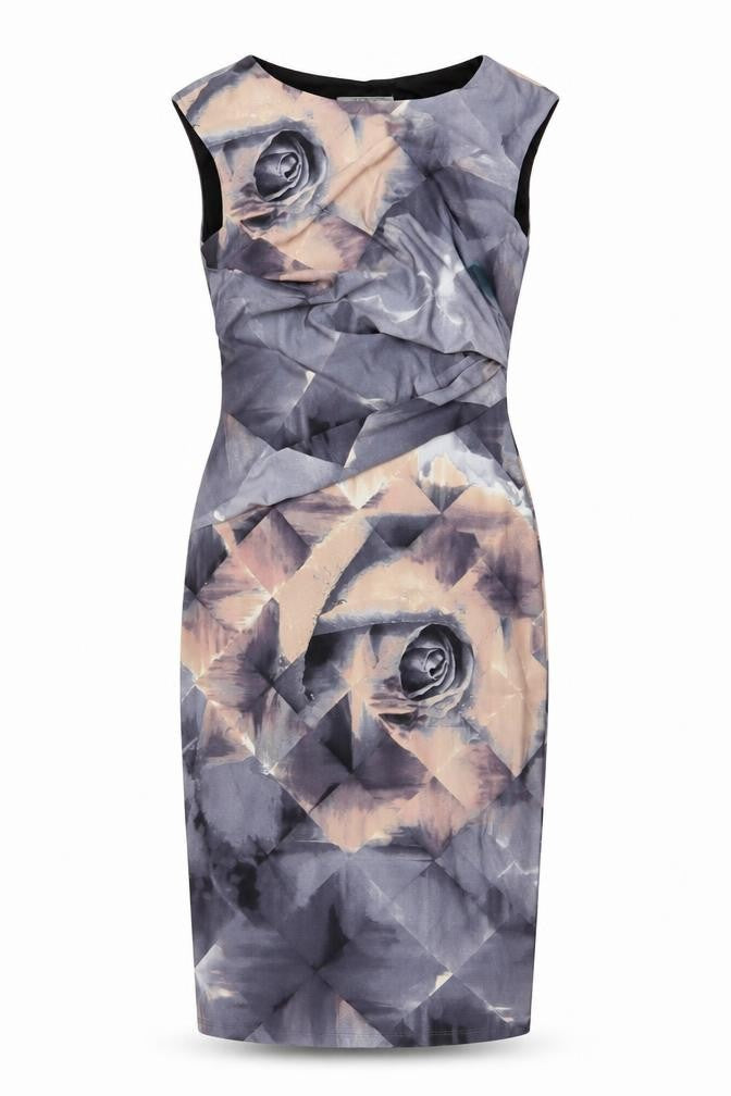 Coast Women Grey Floral Cap Sleeve Pencil Dress UK 6