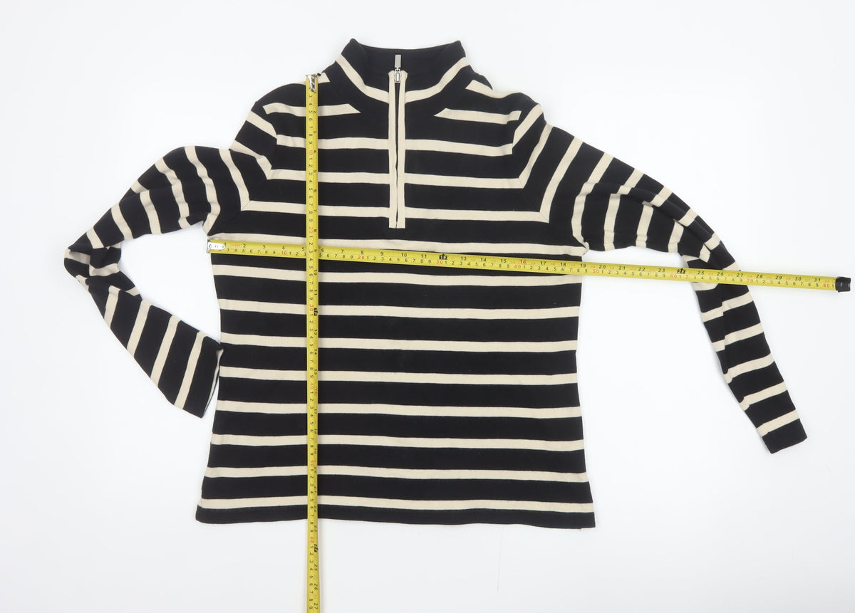 Maine New England Women’s Black Stripe 1/2 Zip Sweatshirt UK 12