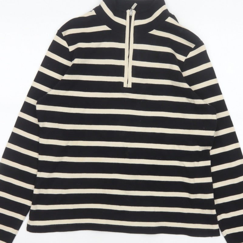 Maine New England Women’s Black Stripe 1/2 Zip Sweatshirt UK 12