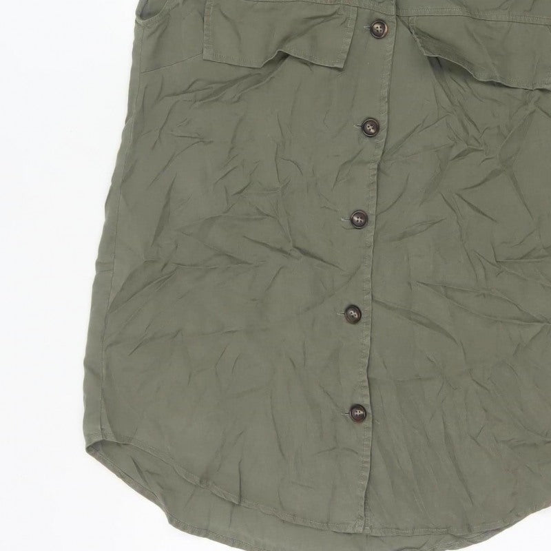 Mint Velvet Women Green S Sleeveless Lyocell Utility Tunic Shirt