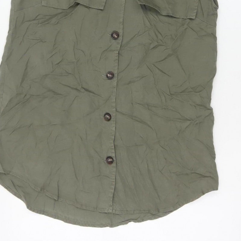 Mint Velvet Women Green S Sleeveless Lyocell Utility Tunic Shirt