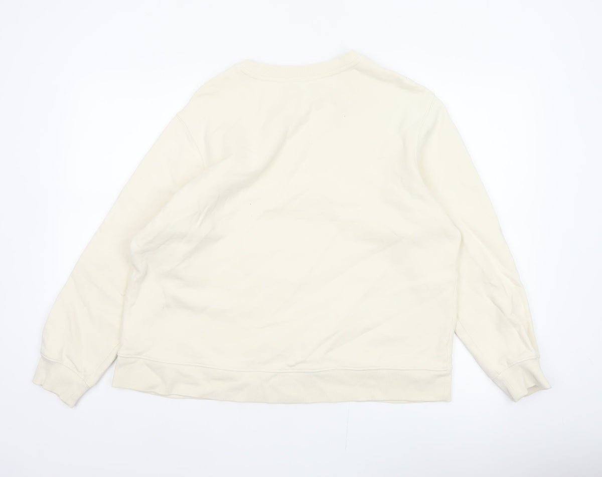 Marks and Spencer Women Ivory L Sequin Embellished Crew Neck Sweatshirt
