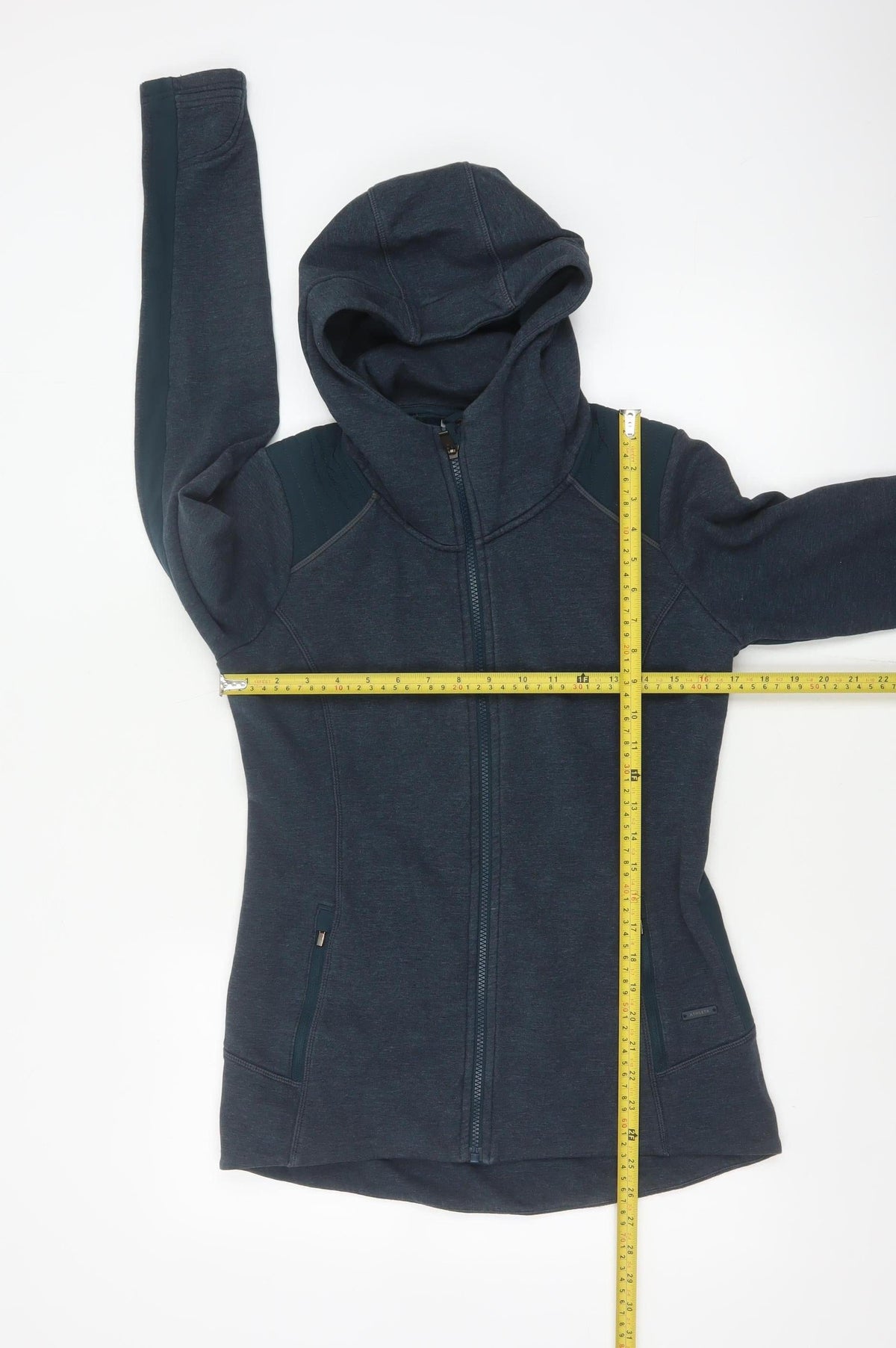 Athleta Women’s Blue S Full Zip Hooded Fleece Sweatshirt Zip Pockets