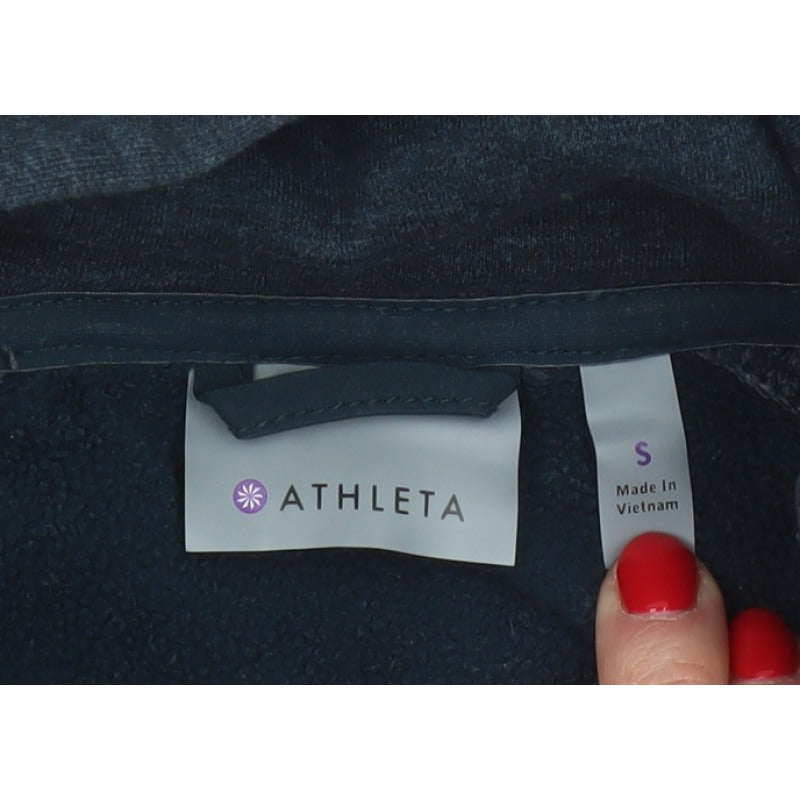Athleta Women’s Blue S Full Zip Hooded Fleece Sweatshirt Zip Pockets