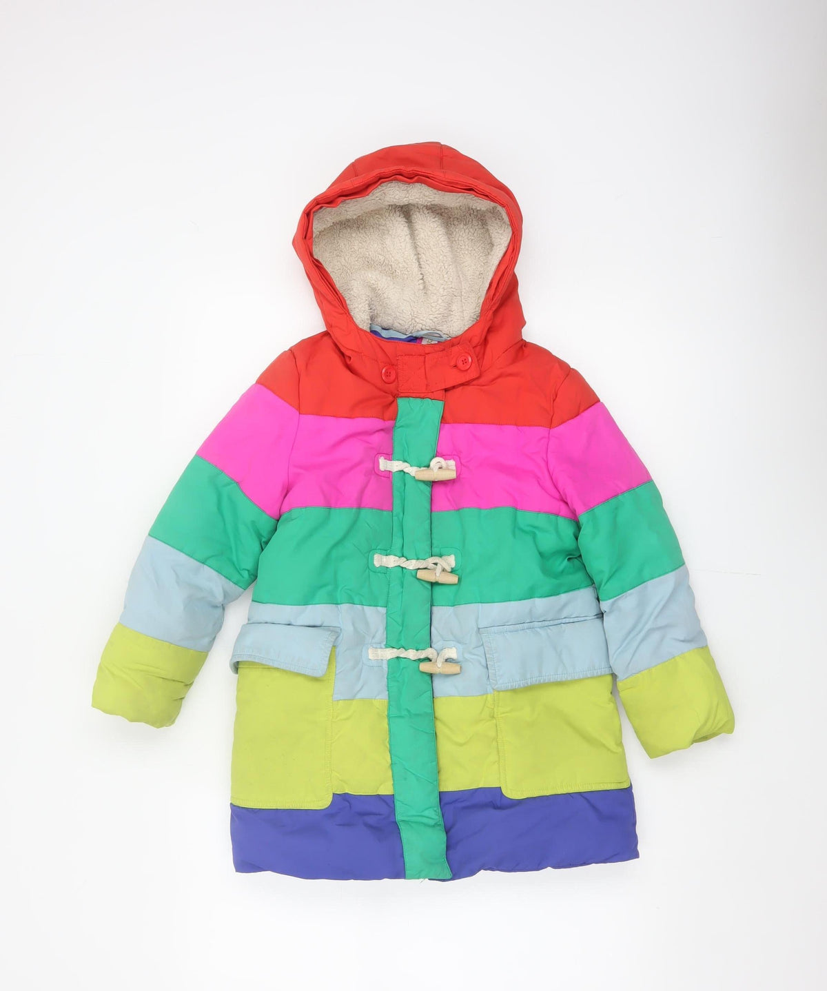 Boden Girls Multicoloured 6-7 Years Duffle Coat Hooded Fleece Lined