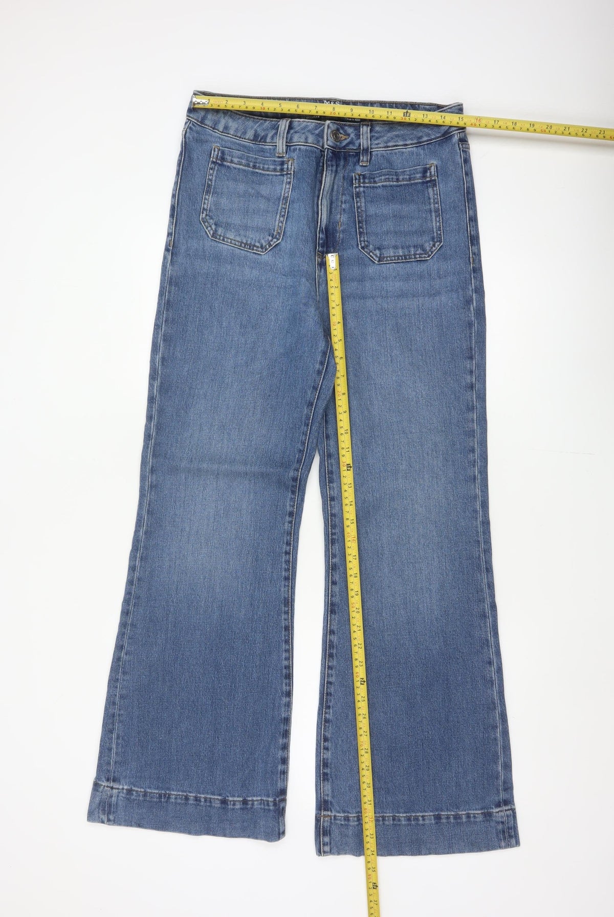Marks and Spencer Women Blue UK 12 Regular Flared Stretch Jeans
