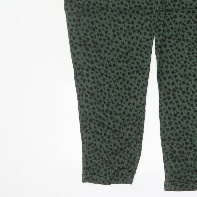 Marks and Spencer Women Green Animal Print Jogger Trousers UK 14 Long