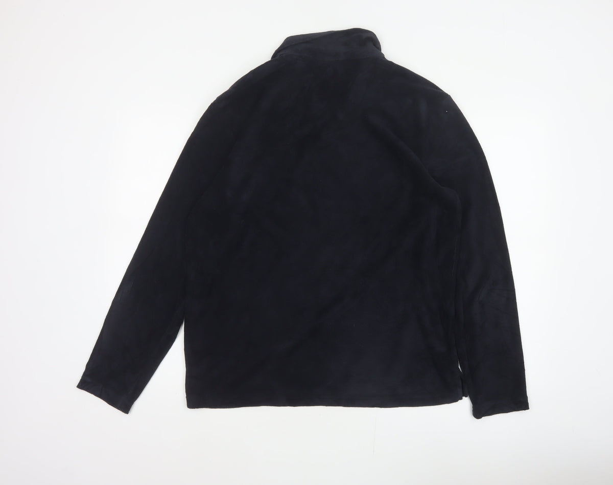 H&M Unisex Black M Regular Fit Collared Fleece Pullover Top