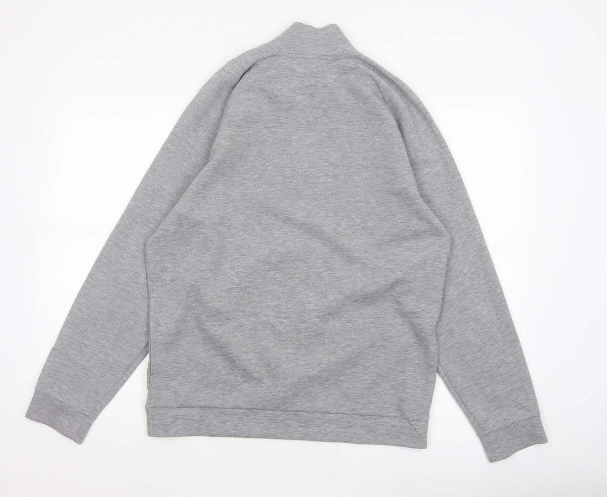 Reiss Men’s Grey M Quarter Zip High Neck Jersey Sweatshirt