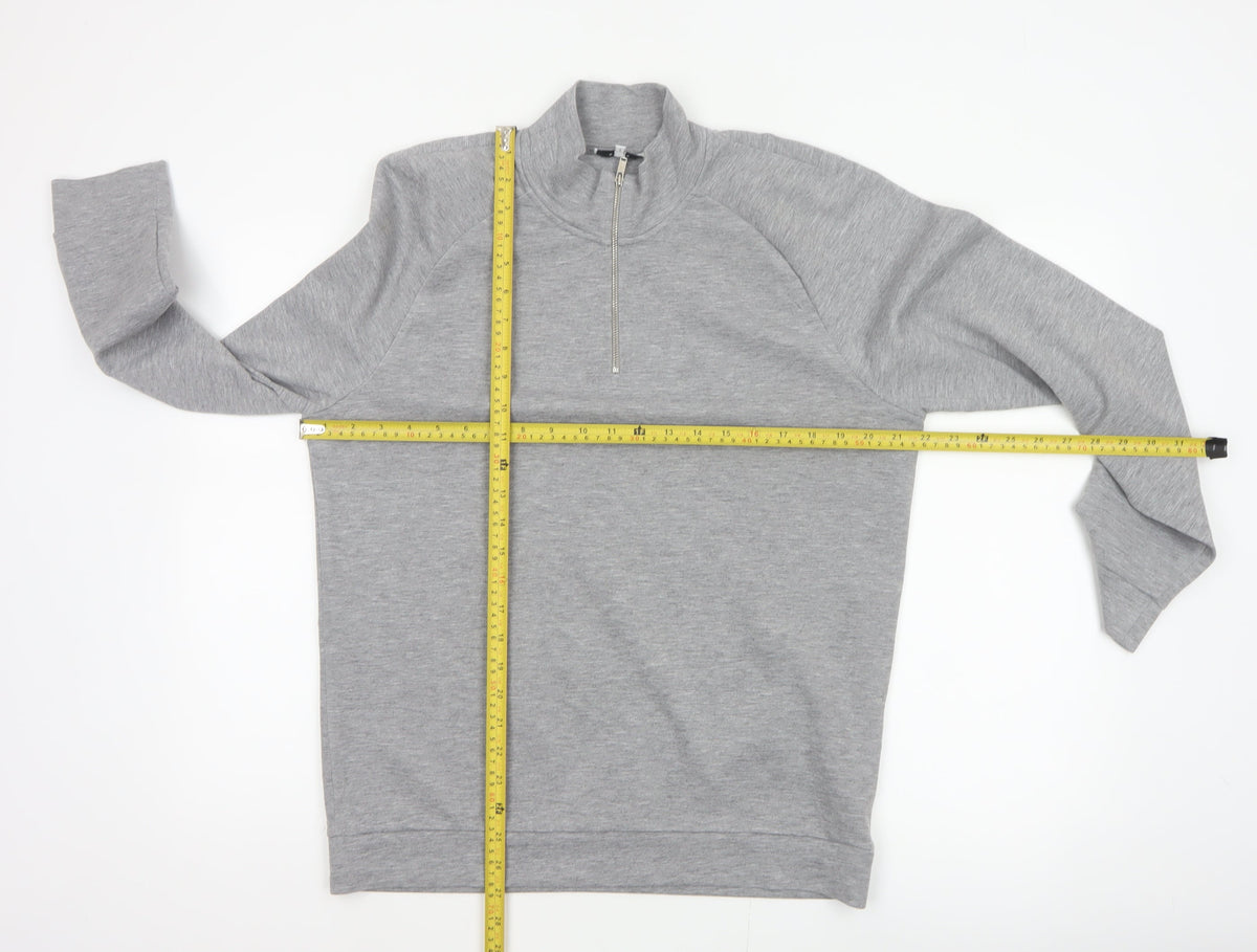 Reiss Men’s Grey M Quarter Zip High Neck Jersey Sweatshirt