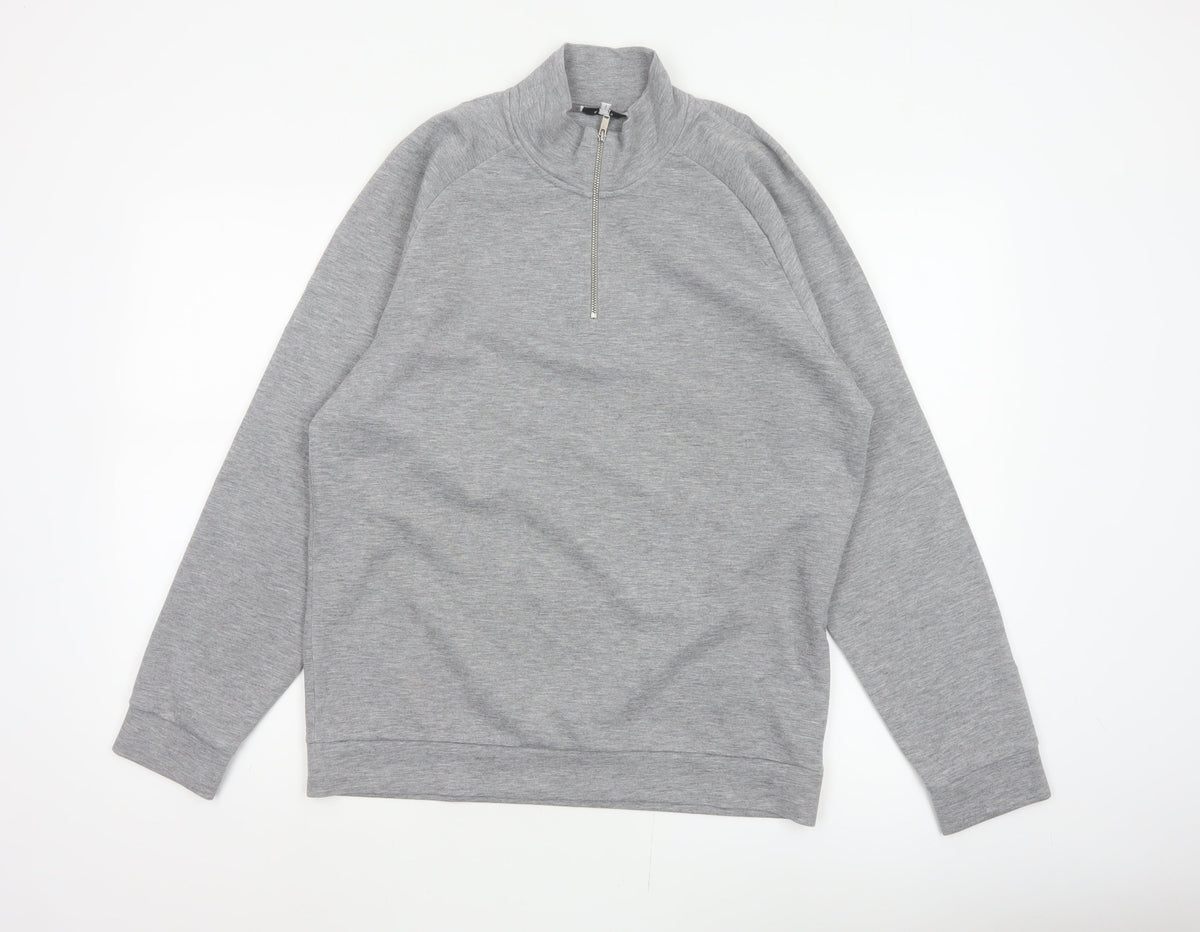 Reiss Men’s Grey M Quarter Zip High Neck Jersey Sweatshirt