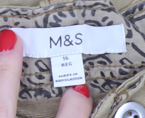 M&S Women’s Beige Size 16 Regular Cargo Trousers Adjustable Hem