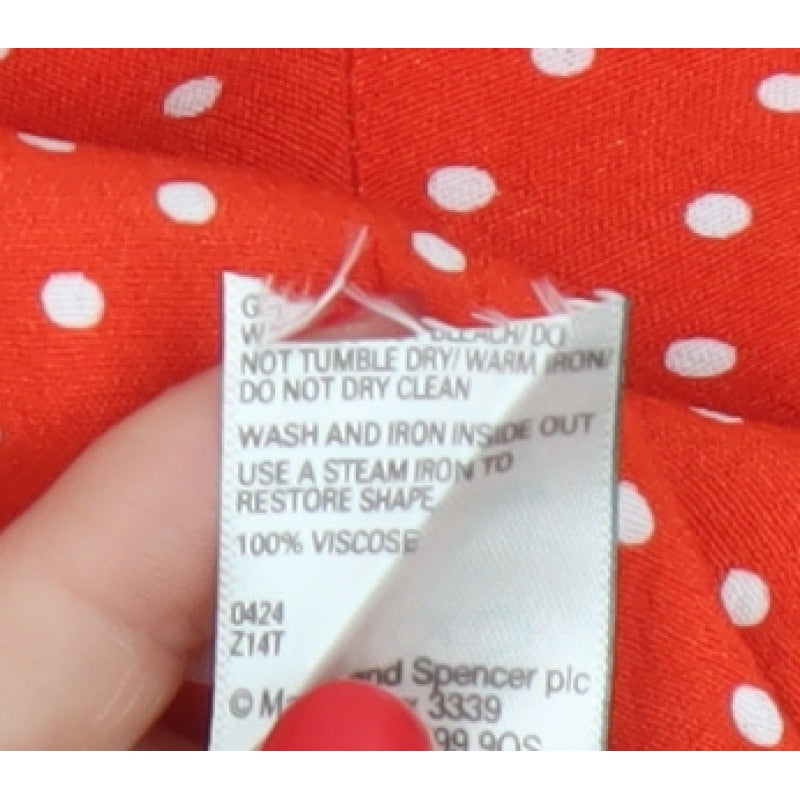 Marks and Spencer Women Red Polka Dot Ruffle V-Neck Blouse Size 12