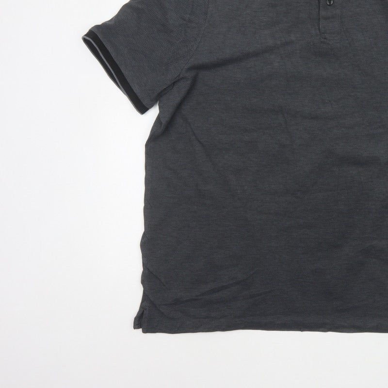 Marks and Spencer Men Grey 2XL Regular Fit Cotton Polo Shirt