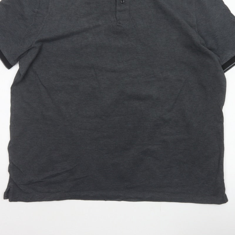 Marks and Spencer Men Grey 2XL Regular Fit Cotton Polo Shirt