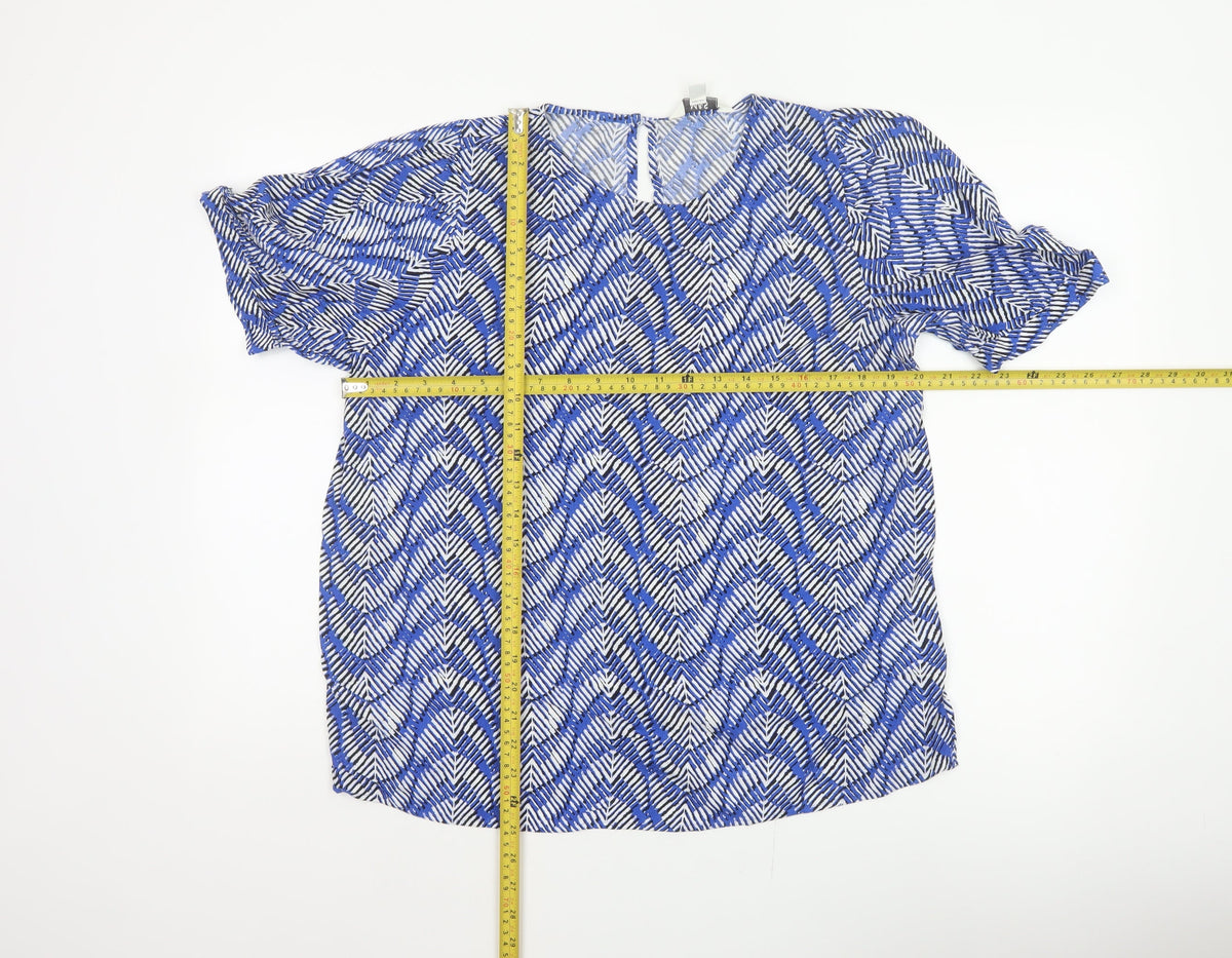 Marks and Spencer Women Blue Geometric Print Size 14 Tunic Blouse
