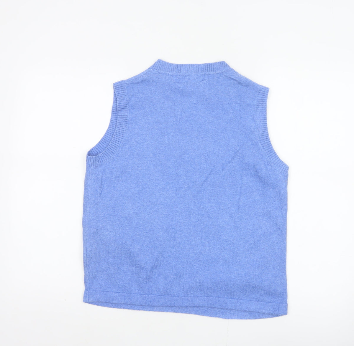 Marks and Spencer Women Blue Size 12 Knit Sleeveless Crew Neck Jumper Vest