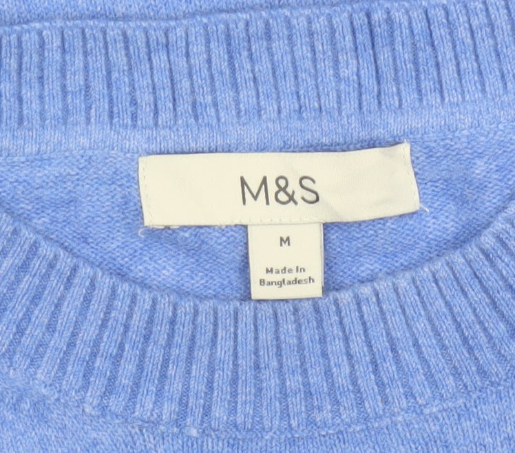 Marks and Spencer Women Blue Size 12 Knit Sleeveless Crew Neck Jumper Vest