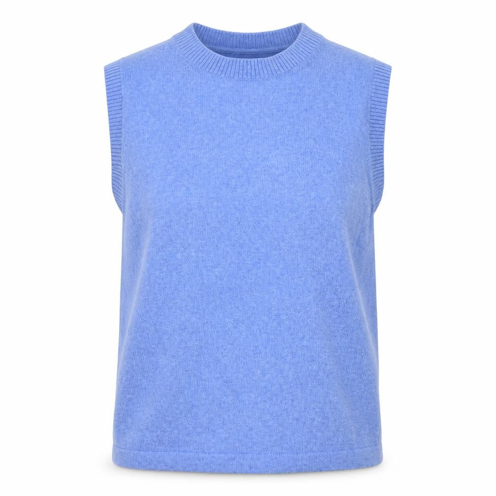 Marks and Spencer Women Blue Size 12 Knit Sleeveless Crew Neck Jumper Vest