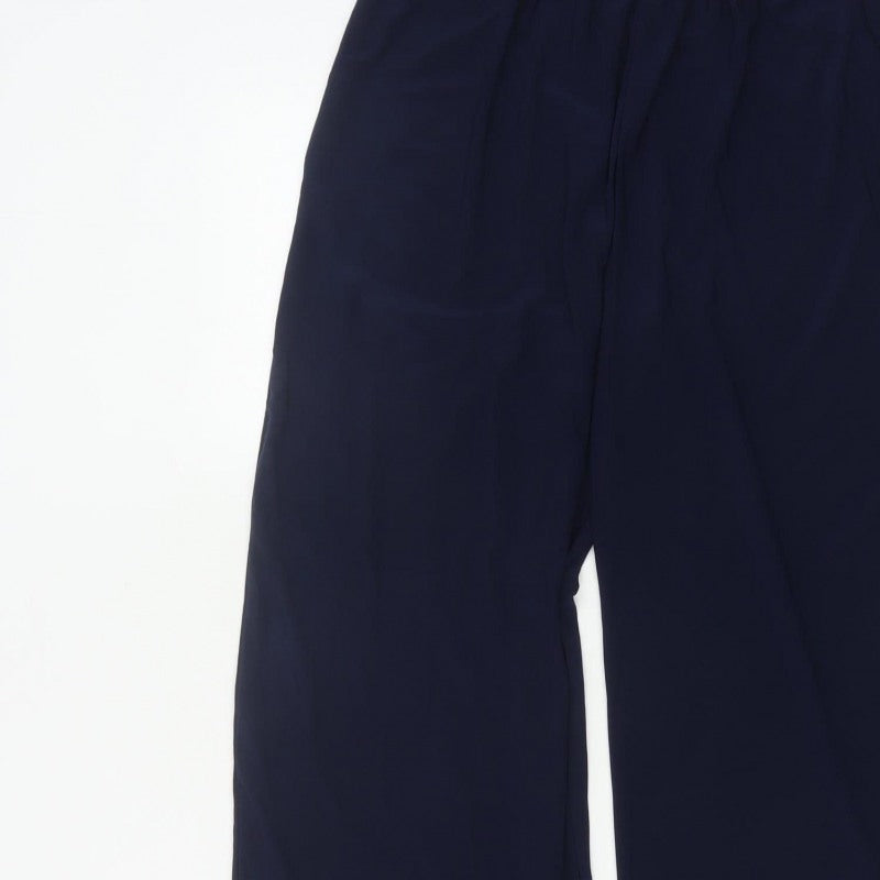 Marks and Spencer Women’s Navy Wide-Leg Trousers Size 16 Long