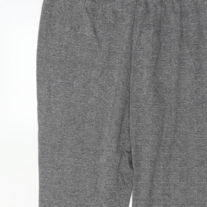Marks and Spencer Women Grey UK 18 Geometric Tapered Stretch Trousers
