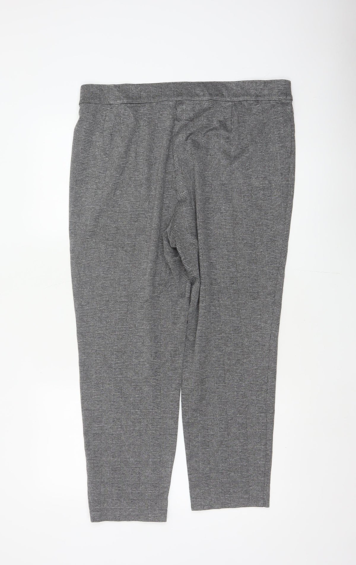 Marks and Spencer Women Grey UK 18 Geometric Tapered Stretch Trousers