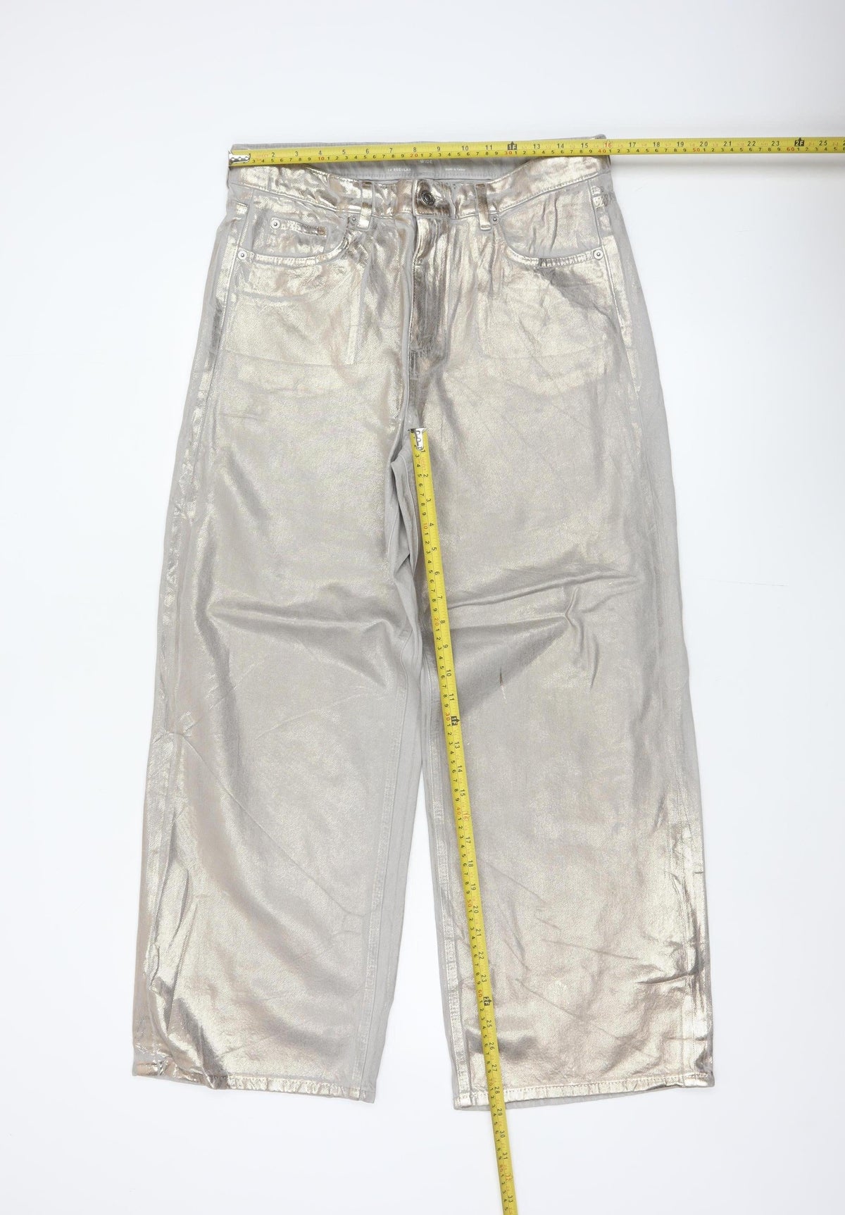 Marks and Spencer Women Silver UK 14 Wide Leg Metallic Jeans