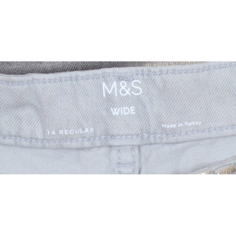 Marks and Spencer Women Silver UK 14 Wide Leg Metallic Jeans