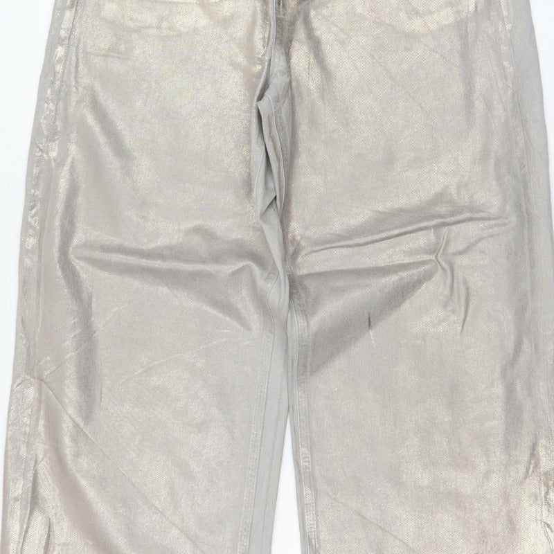 Marks and Spencer Women Silver UK 14 Wide Leg Metallic Jeans