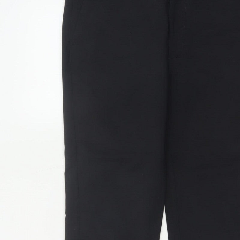 Zara Women Black UK 12 Tapered Ankle Smart Trousers Cotton Blend