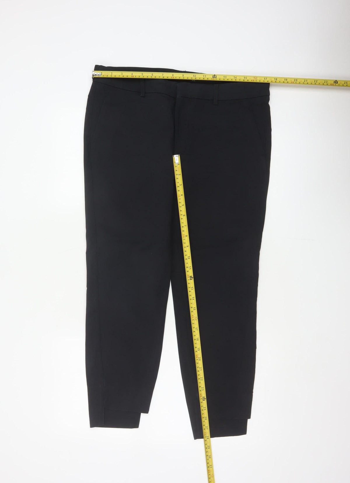 Zara Women Black UK 12 Tapered Ankle Smart Trousers Cotton Blend