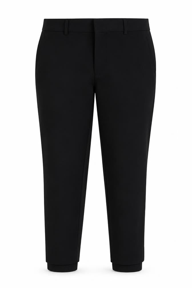 Zara Women Black UK 12 Tapered Ankle Smart Trousers Cotton Blend