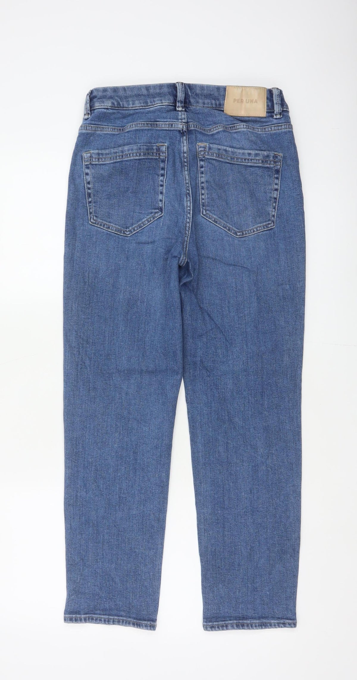 Per Una Women’s Blue UK 12 Short Mid Rise Tapered Stretch Jeans