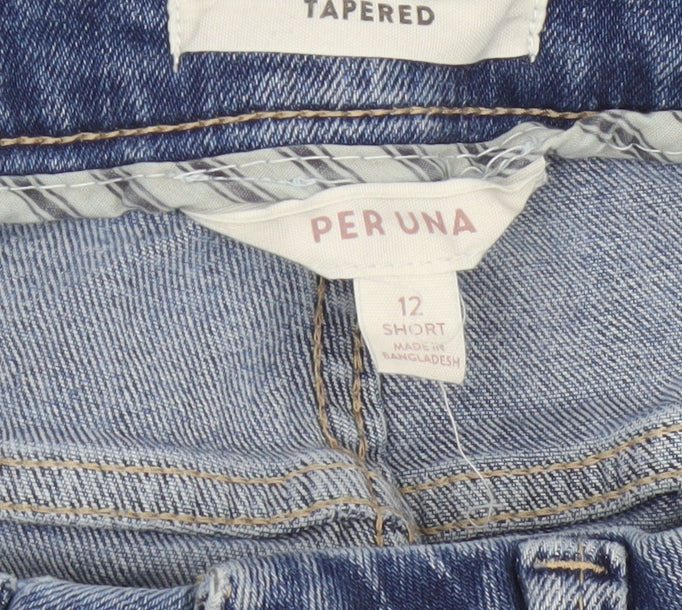 Per Una Women’s Blue UK 12 Short Mid Rise Tapered Stretch Jeans