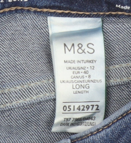 Marks and Spencer Women’s Blue UK 12 Long Bootcut Stretch Jeans