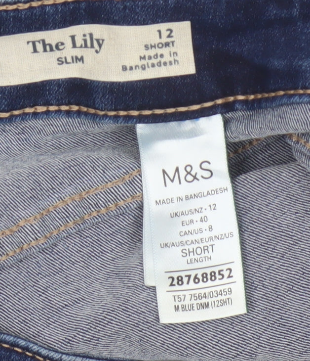 Marks & Spencer Women Blue UK 12 Short Lily Slim Stretch Skinny Jeans