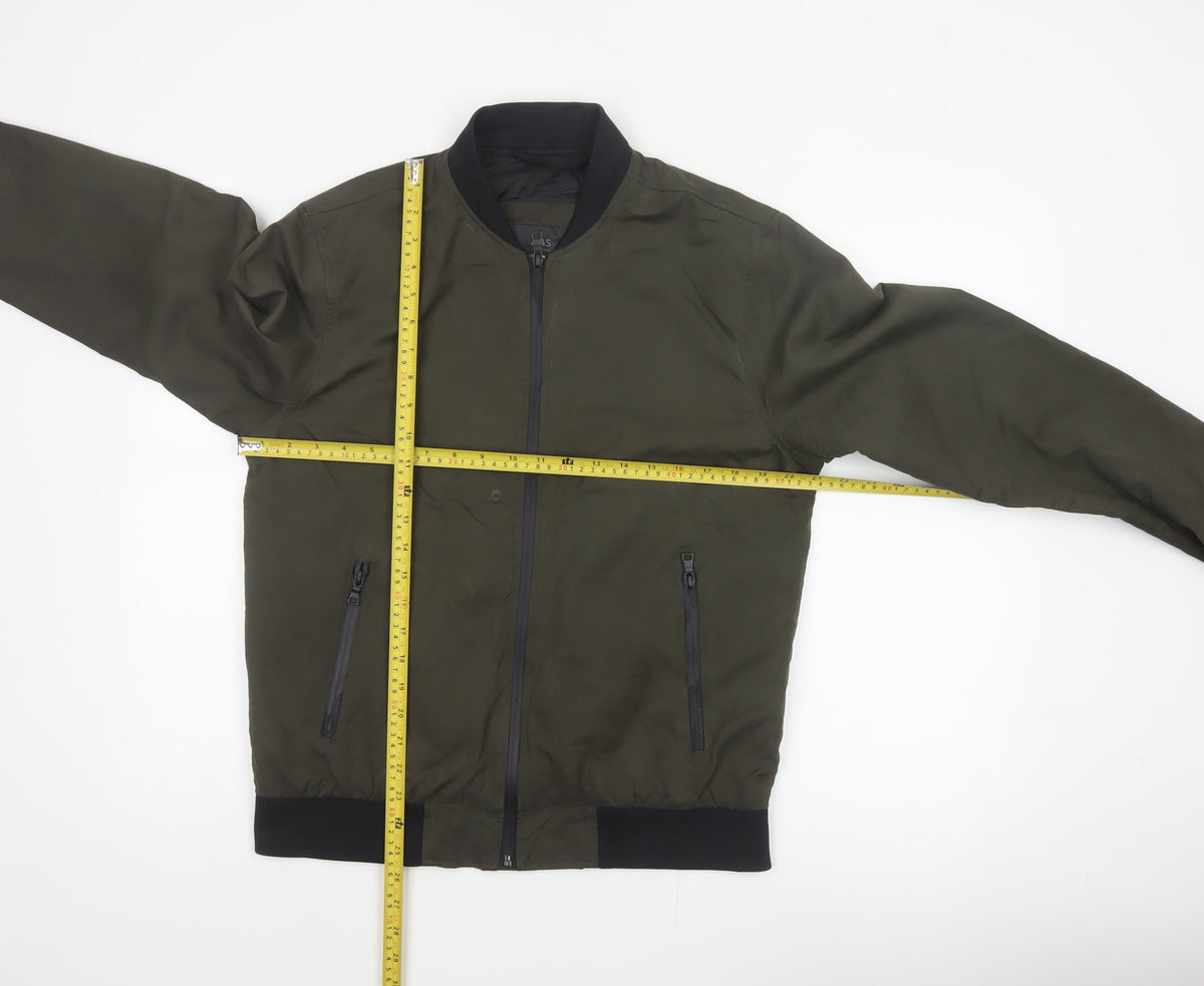 Marks and Spencer Men Green M Bomber Jacket Full Zip Lined