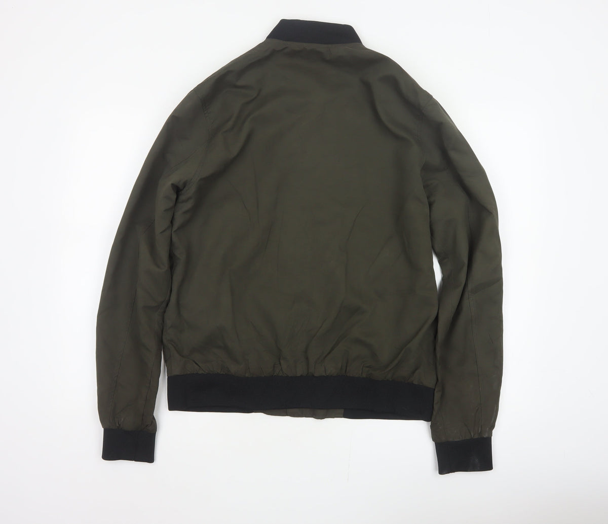 Marks and Spencer Men Green M Bomber Jacket Full Zip Lined
