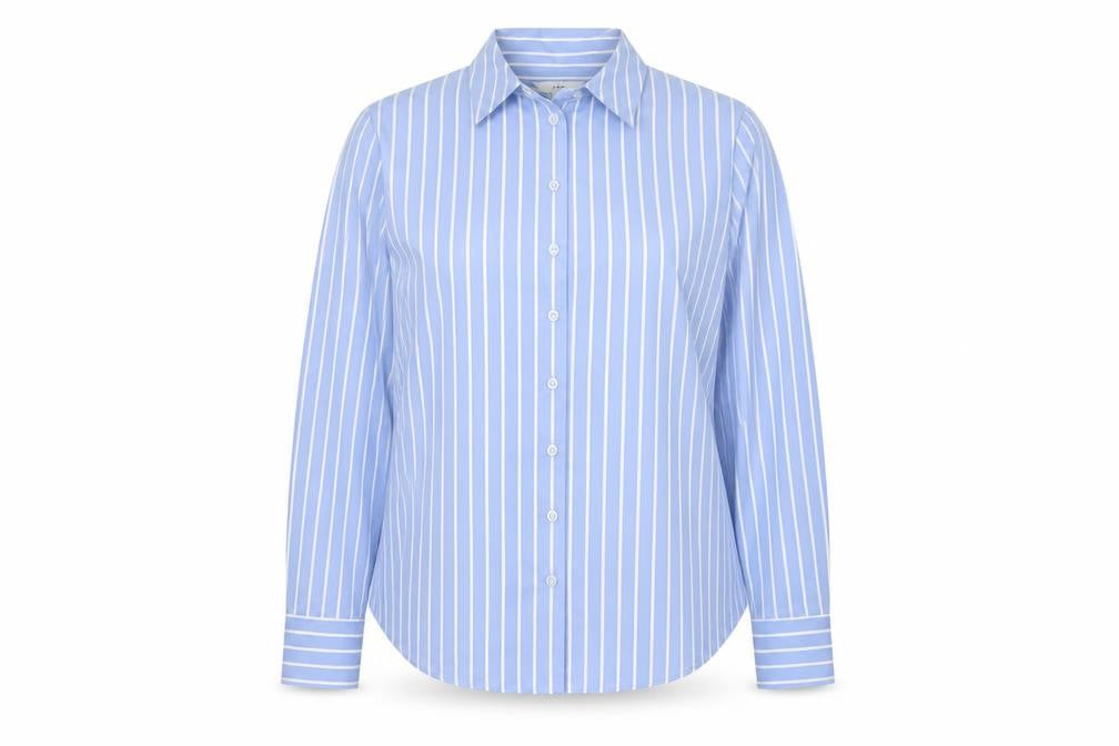 Marks and Spencer Women Blue Stripe Button-Up Shirt UK 16 Long Sleeve
